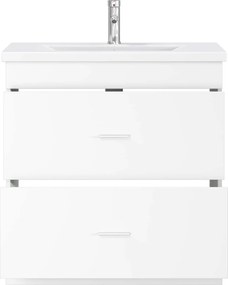 vidaXL Σετ Επίπλων Μπάνιου Λευκό 81 x 40 x 84,5 εκ Επεξεργασμένο Ξύλο