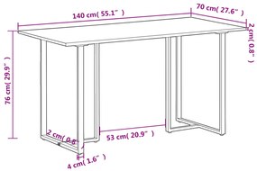 vidaXL Τραπεζαρία 140 εκ. από Ακατέργαστο Ξύλο Μάνγκο