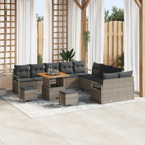 vidaXL Σετ Καναπέ Κήπου με μαξιλάρι 13 pcs Γκρι Πολυ ράταν