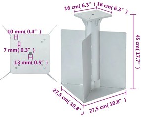 vidaXL Βάση Ομπρέλας Εδάφους Ασημί 27,5x27,5x45 εκ. από Χάλυβα
