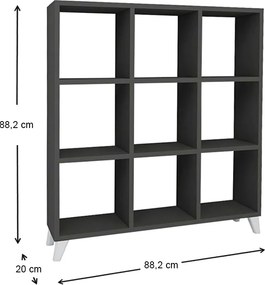 Βιβλιοθήκη Saul Megapap χρώμα ανθρακί 88,2x20x88,2εκ.