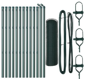 vidaXL Set Φράχτη  Σετ 2 Δάσος Πράσινο Ατσάλι Με Επικάλυψη Σκόνης