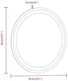 Καθρέφτης Μπάνιου LED Στρογγυλός 50 εκ. - Διαφανές