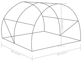 Θερμοκήπιο 6 μ² 3 x 2 x 2 μ. - Πράσινο