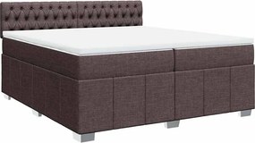 vidaXL Κρεβάτι Boxspring με Στρώμα Σκούρο Καφέ 200x200 εκ. Υφασμάτινο
