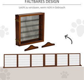 Dog Barrier Folding Pine Wood 432 x 36 x 70 cm Καφές