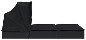 vidaXL Ξαπλώστρα 2 Ατόμων Πτυσ. Οροφή Μαύρη 213x118x97 εκ Συνθ. Ρατάν