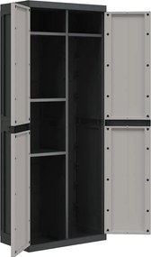 vidaXL Ντουλάπι Αποθ. Εξ. Χώρου Γκρι/Μαύρο 65x37x165εκ. Πολυπροπυλένιο