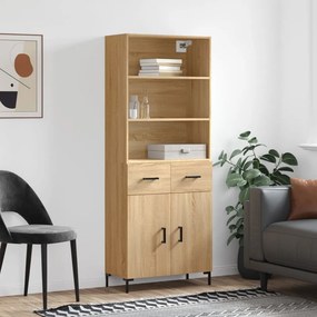vidaXL Ντουλάπι Sonoma δρυς 69,5 x 34 x 180 εκ. από Επεξεργασμένο Ξύλο
