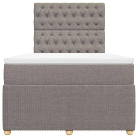 vidaXL Κρεβάτι Boxspring με Στρώμα Taupe 120x190 εκ. Υφασμάτινο