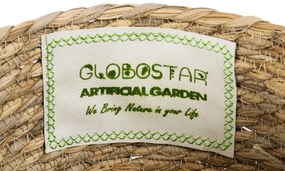 GloboStar® Artificial Garden PAROS 20275 Διακοσμητικό Πλεκτό Καλάθι - Κασπώ Γλάστρα - Flower Pot Μπεζ Φ19cm x Υ15cm