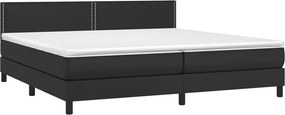 vidaXL Κρεβάτι Boxspring με Στρώμα &amp; LED Μαύρο 200x200 εκ. Συνθ. Δέρμα