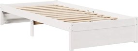 vidaXL Κρεβάτι Βιβλιοθήκη Χωρίς Στρώμα Λευκό 75x190 εκ Μασίφ Πεύκο