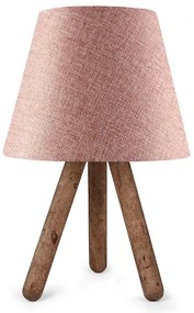 Φωτιστικό επιτραπέζιο Lander Megapap ύφασμα Pvc/ξύλο χρώμα ροζ/καφέ 22x14x32εκ.