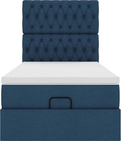 vidaXL Οθωμανικό κρεβάτι με στρώμα μπλε 90x190cm ύφασμα