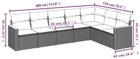 vidaXL Καναπές Σετ 7 Τεμαχίων Μαύρο Συνθετικό Ρατάν με Μαξιλάρια