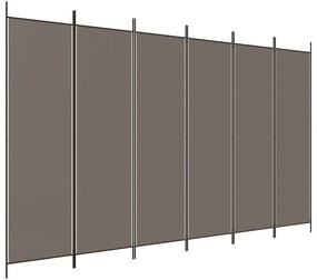 Διαχωριστικό Δωματίου με 6 Πάνελ Ανθρακί 300x200 εκ. από Ύφασμα - Ανθρακί