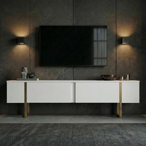 Έπιπλο Τηλεόρασης Λευκό / Χρυσό LACAR 180x30x50