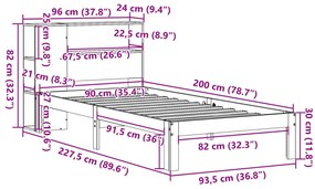 ΚΡΕΒΑΤΙ ΒΙΒΛΙΟΘΗΚΗ ΧΩΡΙΣ ΣΤΡΩΜΑ 90X200 ΕΚ ΜΑΣΙΦ ΞΥΛΟ ΠΕΥΚΟΥ 3322539