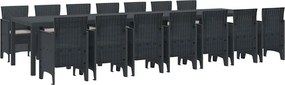 vidaXL Σετ Τραπεζαρίας Κήπου με Μαξιλάρια 15 pcs Ανθρακί PP