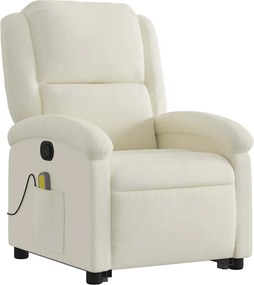 vidaXL Πολυθρόνα Μασάζ Ανακλινόμενη με Ανύψωση Κρεμ Βελούδινη