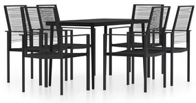 vidaXL Σετ Τραπεζαρίας Κήπου 7 Τεμαχίων Μαύρο