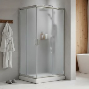 New Tema 100x100x180 Frosted Τετράγωνη Καμπίνα Ντους