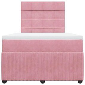 vidaXL Κρεβάτι Boxspring με Στρώμα Ροζ 120x200 εκ. Βελούδινο