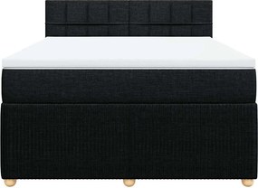 vidaXL Κρεβάτι Boxspring με Στρώμα Μαύρο 160x200 εκ. Υφασμάτινο
