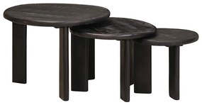 vidaXL Τραπεζάκια Καφέ Στερεών 3 pcs Λευκό Στερεό ξύλο μάνγκο