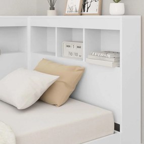 vidaXL Κρεβάτι Βιβλιοθήκης Λευκό 90 x 190 cm Επεξεργασμένο ξύλο