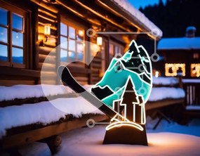 Intra Συλλεκτικό Ξύλινο Παζλ Plywood  4mm - Χιονισμένη καμπίνα με πινακίδα σκι Σε Ξύλινο Κουτί - Διαστάσεις: 10x10 cm – 25 κομμάτια