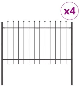 vidaXL Περίφραξη κήπου  με αιχμητή κορυφή, γκρι, 6,8x1 μ, από χάλυβα