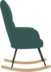 vidaXL Κουνιστή Πολυθρόνα Σκούρο Πράσινο Υφασμάτινη