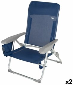 Καρέκλα στην παραλία Aktive Slim Εύκαμπτο Ναυτικό Μπλε 47 x 87 x 58 cm (x2)