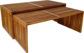 Τραπέζι Tinnie pakoworld σετ 2τεμ teak ξύλο σε φυσική απόχρωση