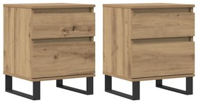 vidaXL Κομοδίνα 2 τεμ. τεχνίτης Δρυς 40 x 35 x 50 εκ. από Επεξεργ Ξύλο