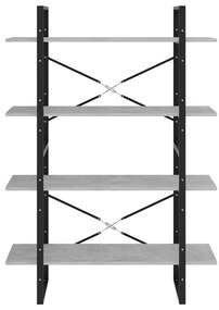 vidaXL Βιβλιοθήκη με 4 Ράφια Γκρι Σκυροδέμ. 100x30x140 εκ. Επεξ. Ξύλο