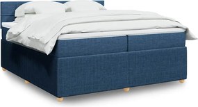 vidaXL Κρεβάτι Boxspring με Στρώμα Μπλε 200x200 εκ. Υφασμάτινο