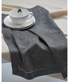 Μονόχρωμη Πετσέτα Φαγητού με Αζούρ Sintra 53x53cm Μαύρο