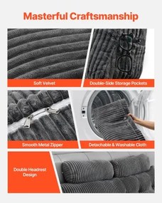 VEVOR Headboard Pillow Queen Wedge Headboard Pillow with 2 Pockets &amp; Headrests