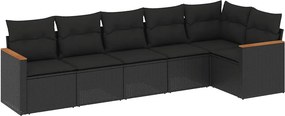 vidaXL Patio Sofa Set 6-θέσια Black