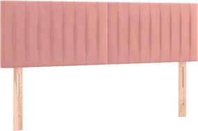 vidaXL Κρεβάτι Boxspring με Στρώμα Ροζ 140x200 εκ. Βελούδινο