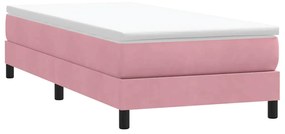 vidaXL Κρεβάτι Boxspring με Στρώμα Ροζ 80x220 εκ. Βελούδινο