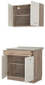 Έτοιμη Σύνθεση Κουζίνα Dalila 80 Γκρί Δρύς - Λευκό 80x51,5x206,5 εκ. 80x51.5x206.5 εκ.