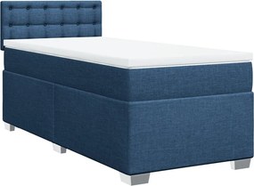 vidaXL Κρεβάτι Boxspring με Στρώμα Μπλε 90x190 εκ.Υφασμάτινο