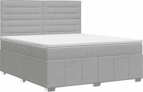 vidaXL Κρεβάτι box spring με στρώμα Ανοιχτό γκρι 140 x 190 cm Ύφασμα