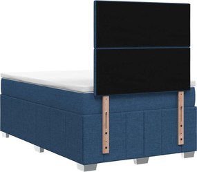 vidaXL Κρεβάτι box spring με στρώμα Μπλε 120 x 200 cm Ύφασμα