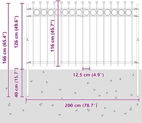 vidaXL Δαχτυλίδι φράχτη Μαύρο 200 x 130 εκ