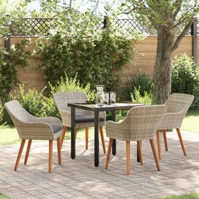 vidaXL Σετ τραπεζαρίας 5 pcs Ανοιχτό γκρι και Μαύρο Μέγεθος: Μεσαίο